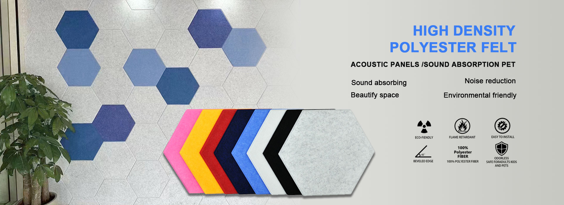 High Density Polyester Felt Acoustic Panels /Sound Absorption PET 
sound absorbing
Noise reduction
beautify space
Environmental friendly